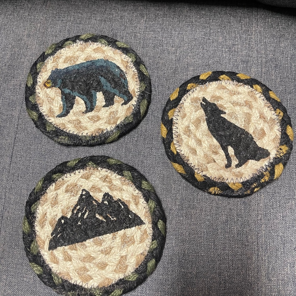 Earth Rugs Round Hand Stenciled Coasters - Picture 6 of 7